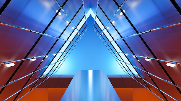 Abstract futuristic background triangle lighting, 3d rendering