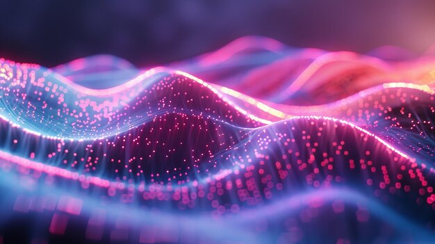 Photo an abstract futuristic background with blurry glowing waves and neon lines spiritual energy concept is reflected in this digital fantastic wallpaper