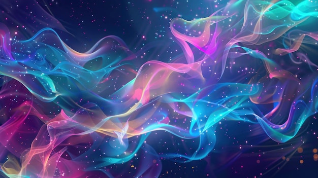 Abstract Futuristic Background With Glowing Forms Float In A Serene And Undefined Space