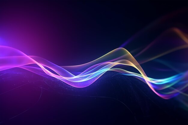 Фото Абстрактный футуристический фон со светящимися неоновыми движущимися высокоскоростными волновыми линиями