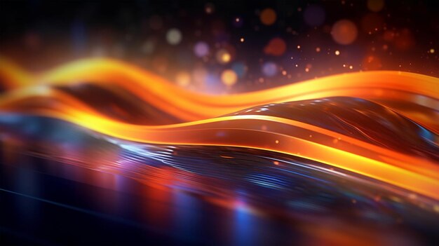 Abstract futuristic background with glowing neon wave lines bokeh for wallpaper posters Generated AI