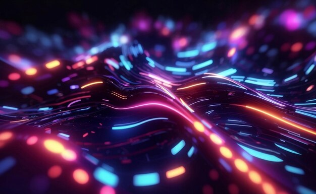 Abstract futuristic background with glowing wave Generative AI Illustration