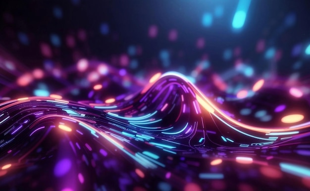 Abstract futuristic background with glowing wave generative ai illustration