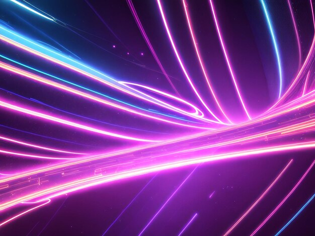 Абстрактный футуристический фон с золотым розовым синим светящимся неоновым движением высокоскоростных волновых линий