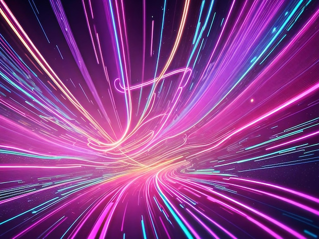 Abstract futuristic background with gold PINK blue glowing neon moving high speed wave lines