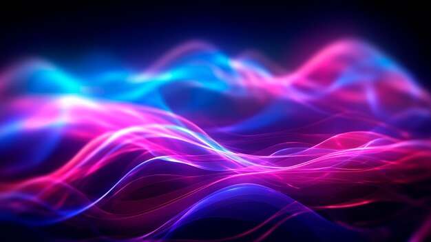 Abstract futuristic background with pink blue glowing neon moving high speed wave lines and bokeh lights data transfer concept fantastic wallpaper generative ai illustrator