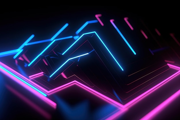 abstract futuristic background with pink blue glowing neon moving high speed wave lines and bokeh