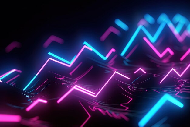 abstract futuristic background with pink blue glowing neon moving high speed wave lines and bokeh