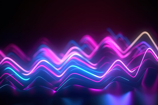 abstract futuristic background with pink blue glowing neon moving high speed wave lines and bokeh