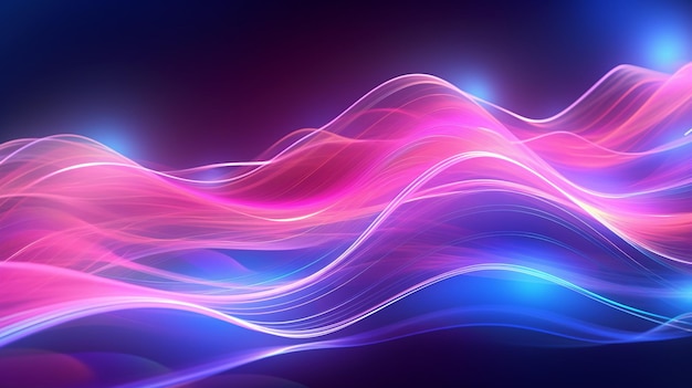 Abstract futuristic background with pink blue glowing neon moving high speed wave lines