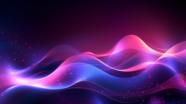 抽象的な未来主義的な背景で,ピンクの青い輝くネオンが高速波線を動かしています.