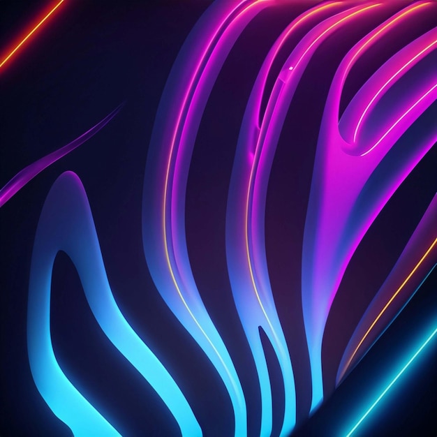 Foto fondo futuristico astratto con linee d'onda ad alta velocità in movimento al neon blu rosa incandescente