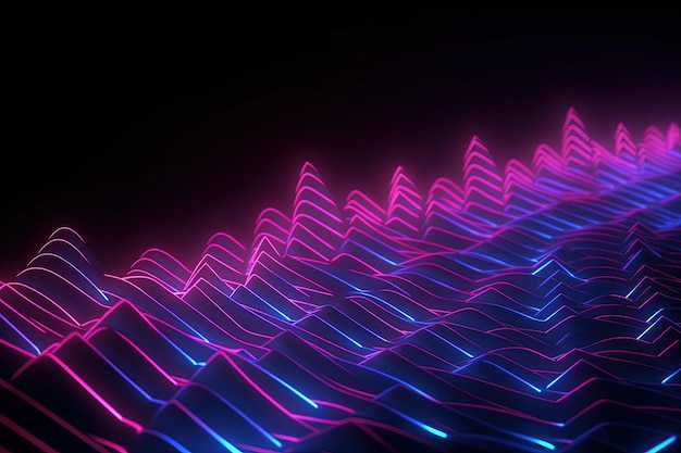 abstract futuristic background with pink blue glowing neon moving high speed wave Zigzag lines and b