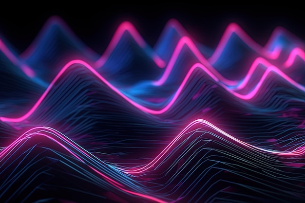 abstract futuristic background with pink blue glowing neon moving high speed wave Zigzag lines and b