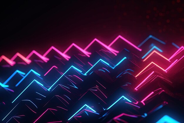 abstract futuristic background with pink blue glowing neon moving high speed wave Zigzag lines and b