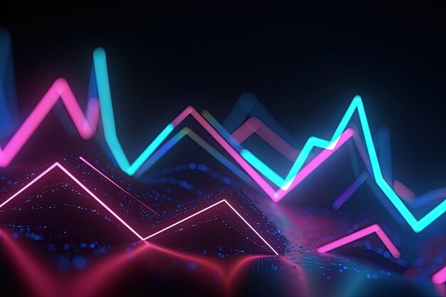abstract futuristic background with pink blue glowing neon moving high speed wave Zigzag lines and b