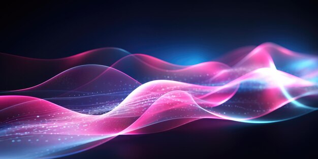 Abstract Futuristic Background With Pink Blue Glowing Neon Moving Highspeed Wave Lines And Bokeh Lig