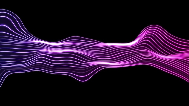 Abstract futuristic blue ultraviolet neon wavy background