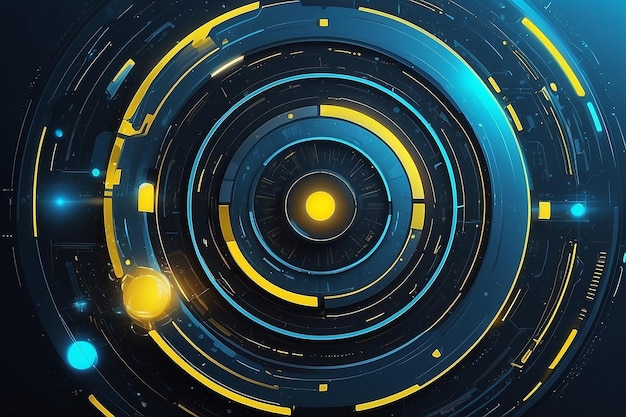 Abstract futuristic blue and yellow circle interface background