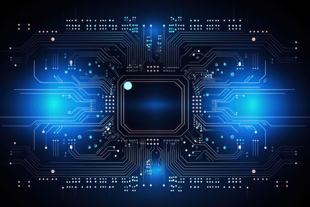 Abstract futuristic circuit board Illustration high computer technology dark blue color background