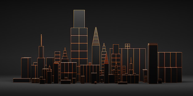 高層ビルと抽象的な未来都市