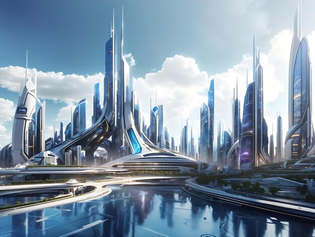 Abstract futuristic cityscape