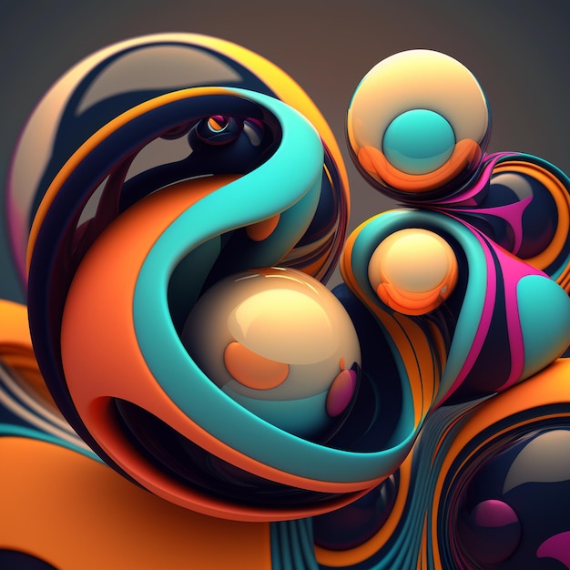 Abstract futuristic contemporary modern cosmic design in cartoon style with spheres stripes and lines