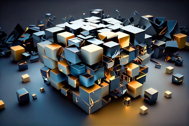 Abstract futuristic cubes shape background 3d Generative AI Generative AI