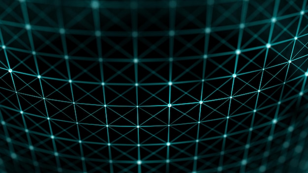 Abstract futuristic dynamic background network connection\
structure with dots and lines 3d rendering