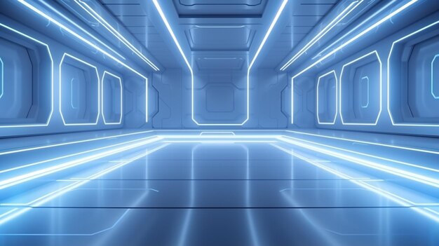 Abstract Futuristic empty floor and room SciFi Corridor With light for showcaseroom