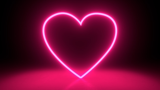 Abstract futuristic frame with pink heart on dark wall