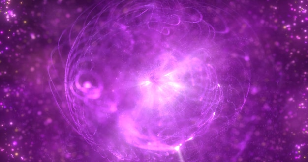 Abstract futuristic glowing with purple light round sphere cosmic star from magic hightech energy