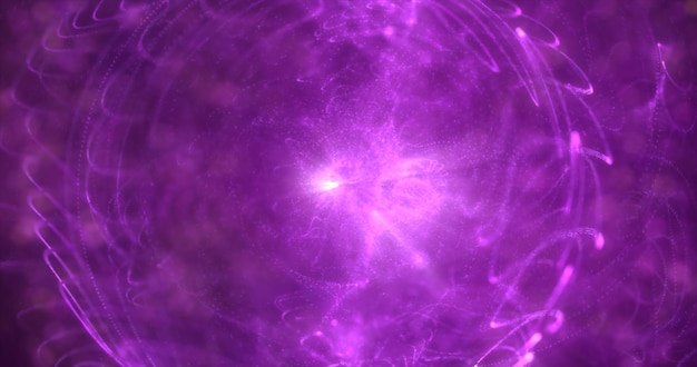 Abstract futuristic glowing with purple light round sphere cosmic star from magic hightech energy