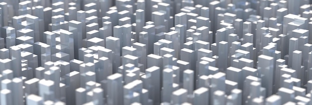 抽象的な未来的なグリーブル キューブ背景都市の建物モデル空撮 3 d イラスト