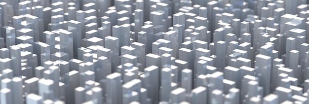 Abstract futuristic greeble cube background city buildings\
model aerial view 3d illustration