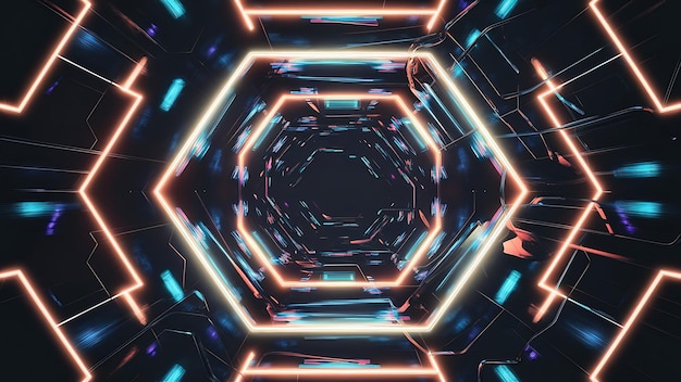 abstract and futuristic hexagonal background with colorful and glowing neon effect modern technology background