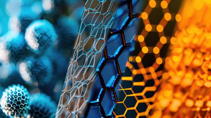 Photo abstract futuristic hexagonal mesh and spheres wallpaper