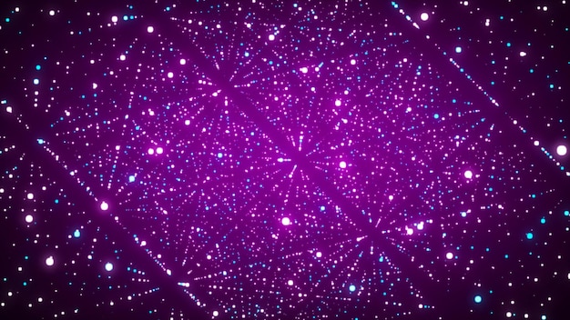Abstract futuristic infinite flow of scientific data Network structure of an array of points Outer space background Big data visualization 3D rendering