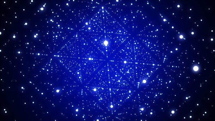 Photo abstract futuristic infinite flow of scientific data network structure of an array of points outer space background big data visualization 3d rendering