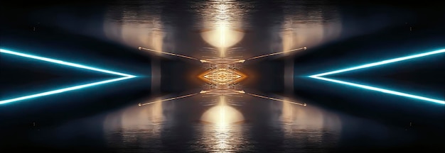 abstract futuristic interior neon tunnel portal modern dark background neon lights underground passage the movement of light in the dark scifi background 3d illustration