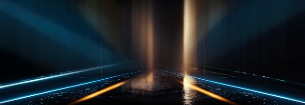 abstract futuristic interior neon tunnel portal modern dark background neon lights underground passage the movement of light in the dark scifi background 3d illustration