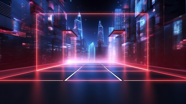 Abstract futuristic neon background ai generation