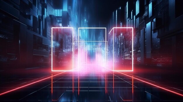 Abstract futuristic neon background AI Generation