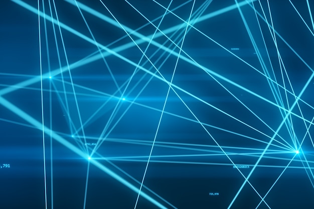 Foto rete futuristica astratta con i numeri e l'illustrazione dei collegamenti 3d