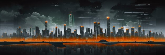 Photo abstract futuristic night city concept for iot smart city speed connection and taintless advanced communication network