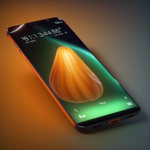Abstract futuristic phone design glows with vibrant colors