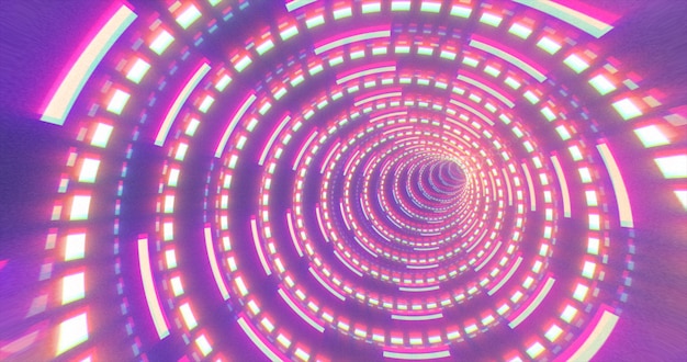 Abstract futuristic purple hitech tunnel from energy circles and magic lines background