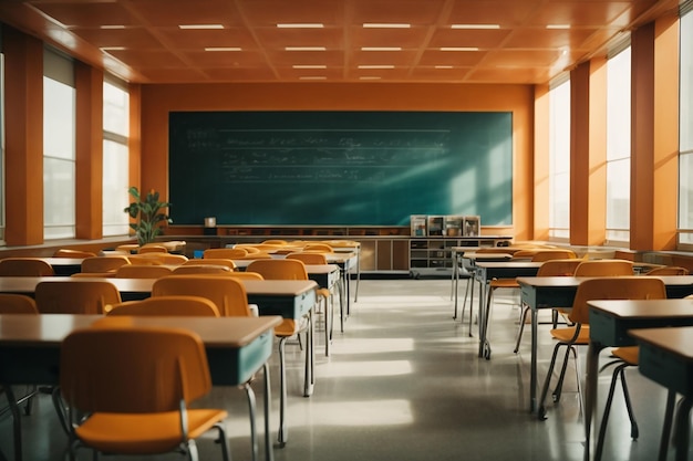 Abstract futuristic school classroom