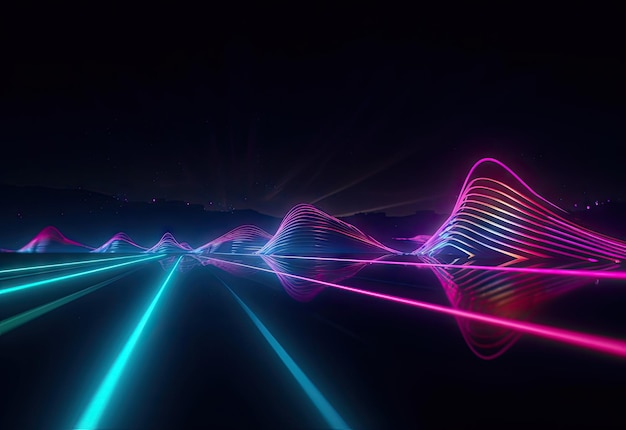 Абстрактная концепция футуристической технологии Neon Hexagon Tunnel современный фон Флуоресцентные ультрафиолетовые светящиеся линии