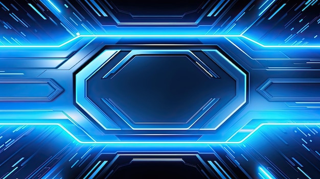 Abstract futuristic technology modern style blue glowing neon background wallpaper banner generative ai